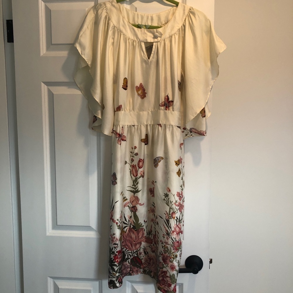 Anthropologie Lil silk butterfly print midi dress size 4
